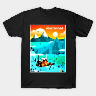 Switzerland Ski Resort Travel and Tourism Advertising Print T-Shirt